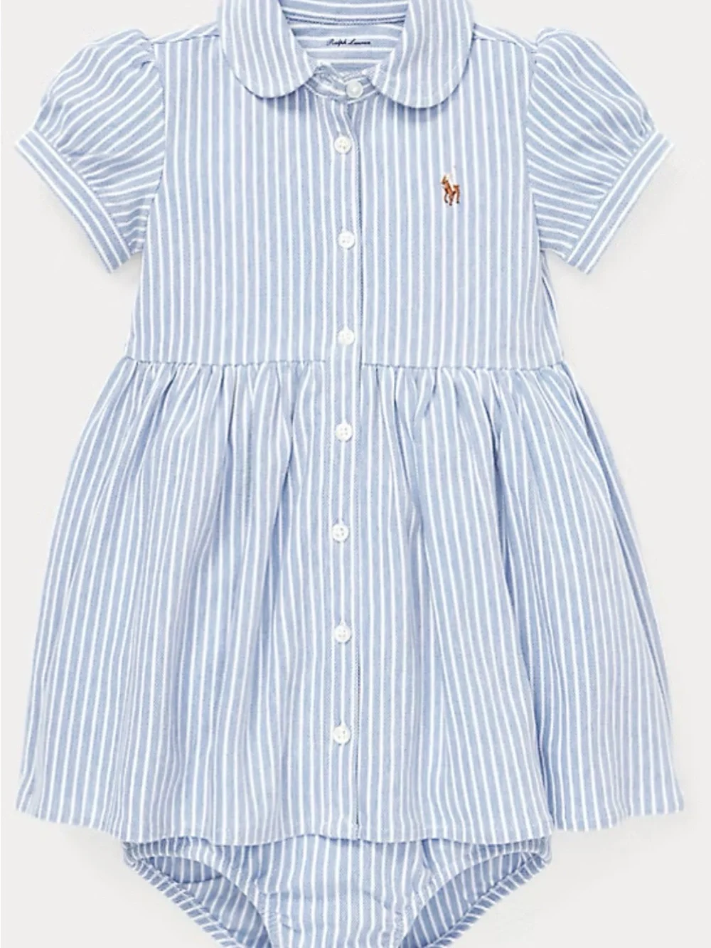 Ralph Lauren Light Blue & White Striped Polo Dress&Bloomer50% OFF SEND OFFERS